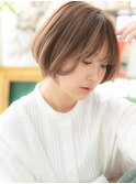 ニュアンスカラーくせ毛風切りっぱなしボブa大宮20代30代40代