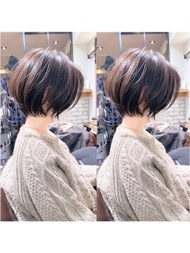 アヴァロン(AVALON) 絶壁解消×白髪ぼかし×40代×前髪長め大人ショートボブ永