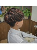 メンズカットハイライトカラーソフトマッシュ襟足刈り上げ