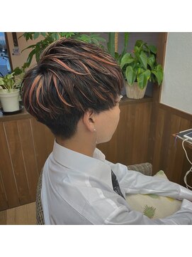 ヘアーサロン プアメリア(Puamelia) メンズカットハイライトカラーソフトマッシュ襟足刈り上げ