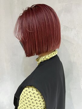 アルバム 渋谷パルコ(ALBUM) チェリーレッド_ピンクブラウン切りっぱなしボブ_ba387082