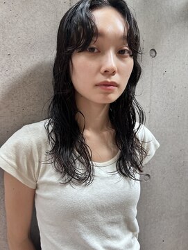 ジェノ(JENO by apish) ミディアムのなみまきパーマ！グレージュカラー！