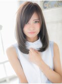 斜めバングラベンダーベージュレイヤーロングa小山20代30代