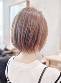 Say.丸みショートレイヤーシルキーベージュミルクティーベージュ