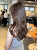 韓国ヘア顔周りレイヤー暗めミルクティーベージュグレージュ
