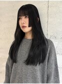 【YOKE】ブルーブラックレイヤーロング姫カット黒髪ワイドバング