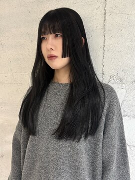 ヨーク(YOKE) 【YOKE】ブルーブラックレイヤーロング姫カット黒髪ワイドバング