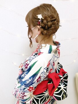 ジャルダンドフルー(Jardin de fleurs) 浴衣　着付け　お団子　サイドアップ　ふわもこ　シニヨン