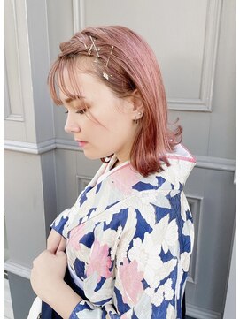 外ハネヘアセット　袴　着付け