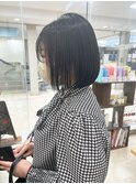 【morio】札幌ボブ　ぱつっと黒髪ナチュラルボブ