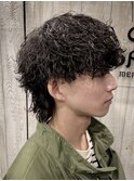 波巻きツイストスパイラルパーマ×メンズウルフカット