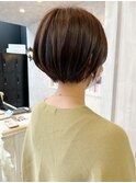 福山人気丸みショートボブローライトコントラストカラー20代30代