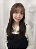 チョコレートブラウン/韓国ヘア/髪質改善/ブリーチなし/顔まわり