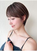耳かけショートボブ/30代/40代/50代/チェリーブラウン