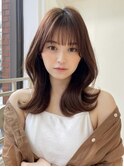 切りっぱなしボブ/エアリーロング/美髪/ピンクブラウン