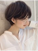 耳かけ/ショートボブ/フォギーベージュ/ウェーブパーマ【江角】