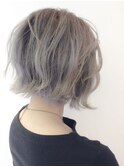 ☆外ハネボブ×ホワイトアッシュ☆　ローライト　デザインカラー