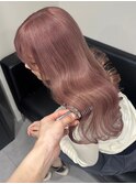 5838シルキーグレーベージュベビーピンク艶髪ハイトーンカラー