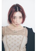 フラットボブ×グラデーションレッド