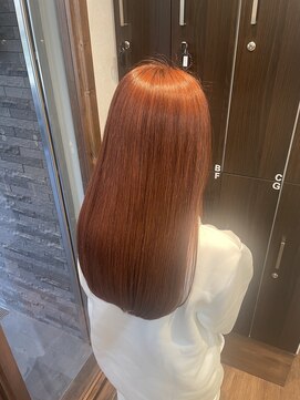 レアワンハナレ センター北美容院(lea/1 HANARE) ブリーチなしでアプリコットピンク