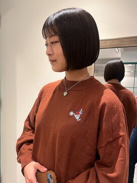 エミス バイ メルト 吉祥寺(emis by melt) 【吉田江梨】丸みボブ　ワイドバング　透け感ブラウンカラー