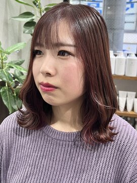 ベルヘアーデザイン 堺東(Belle hair Design) 韓国風くびれヘアピンクブラウンレイヤーカットオリーブ堺東
