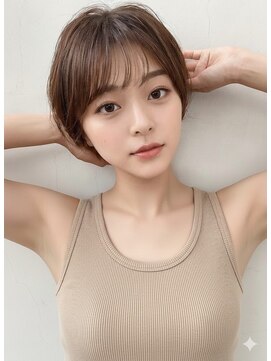 アース 大曽根店(HAIR&MAKE EARTH) earthショートレイヤーボブミルクティー丸みショートボブ