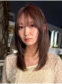 原宿ハッシュカットミディアムレイヤーカットヘーゼルベージュ