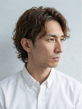 ジェットブラックキューサンロク(JET BLACK 936) サーフカール×白髪染め×眉毛デザイン