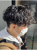 スリークショートツーブロック波巻きスパイラルパーママッシュ