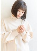 【髪質改善】ダークグレージュ×フルバング×耳だしショートボブ