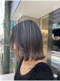 KINGDOM元町/かきあげ前髪/大人ミディアム/ハイライトカラー