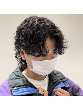 ウェーブ(WAVE) マッシュウルフ×センターパート波巻きスパイラル/メンズパーマ