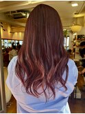 大人可愛い艶髪秋色カラーくすみピンクウルフロングレイヤー