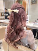 ハーフアップ　ヘアセット　結婚式　お呼ばれヘア　銀座