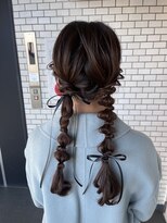 ツインヘア リボンアレンジ 参列ヘア イベントヘア 推し活ヘア