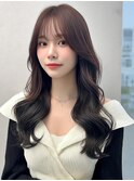 ロング　韓国ヘア　レイヤーカット　顔周り　透明感　10代20代