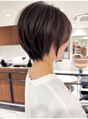 ハイライト白髪ぼかしダブルカラーインナーカラーショートボブ