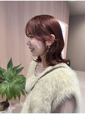 【哉汰】ボルドーレッド/くびれボブ/ミディアム20代