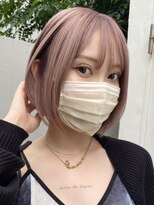 サンクマーケット 渋谷(cinq MARKET)&nbsp;渋谷ブリーチカラーダブルカラー切りっぱなしボブピンクベージュ