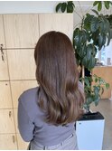透明感ブリーチなしブラウンベージュ小顔レイヤーセミロング