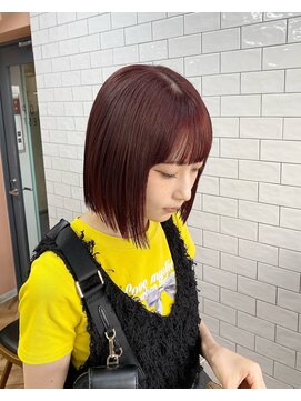 オーガニック リブ 川越(organic+live) ブリーチなしカラー◎ボルドーボブ×艶感20代30代