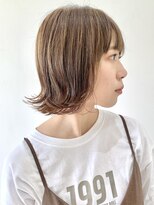 フォーク FOLK&nbsp;【FOLK】透明感くすみベージュ☆似合わせ外ハネ切りっぱなしボブ