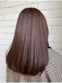 ピンクブラウン　髪質改善縮毛矯正　ストレート