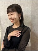 《Mimosa》切りっぱなし/アッシュグレージュ/ぱっつん