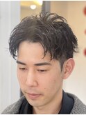 ツーブロックスーツ短髪王道束感ツーブロックパーマショート