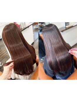 【うる艶ストレート☆】ノンアルカリ薬剤でダメージレス施術！柔らかさを残した自然なストレートに。