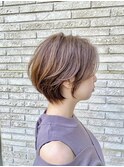 大人丸みショート　　ピンクベージュシアカラーショートヘア