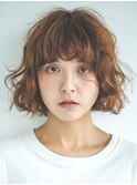 天神大名顔周りレイヤーカットミディアムボブタッセルボブパーマ