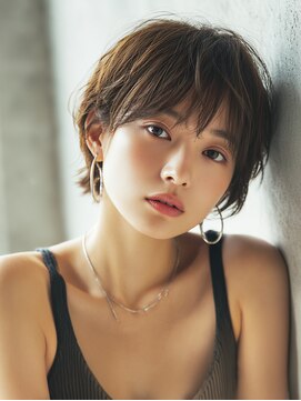 前髪顔まわりカット/外ハネボブ/丸みボブ/ショートボブ